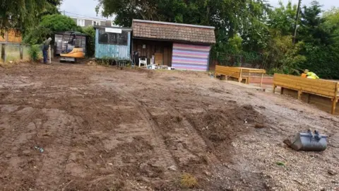 Trina Lake The Crown pub's former car park at the start of garden work