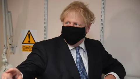 Getty Images Boris Johnson wearing a face mask