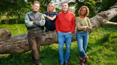 BBC/Jo Charlesworth Springwatch presenters Chris Packham, Michaela Strachan, Gillian Burke and Lolo Williams