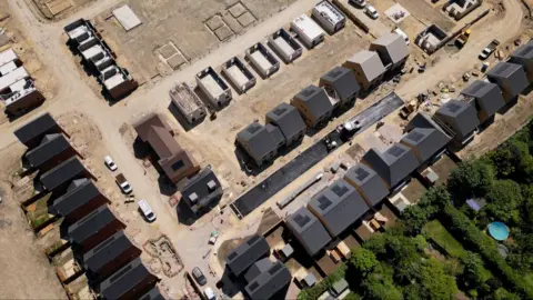 Steve Hubbard/BBC Aerial view of Darwin Green estate in Cambridge