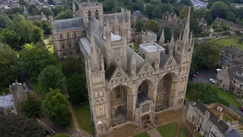 PA Media Peterborough Cathedral from above