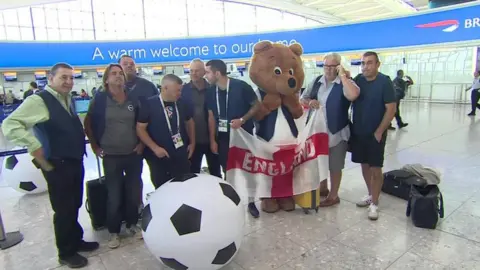 BBC England fans at Heathrow