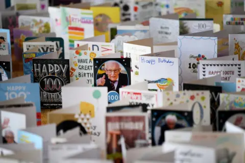 Getty Images A view of thousands of birthday cards laid out in a large hall