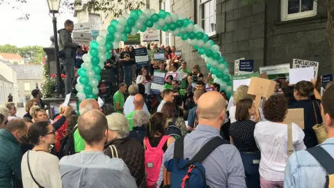 BBC Protesters outside the States chamber