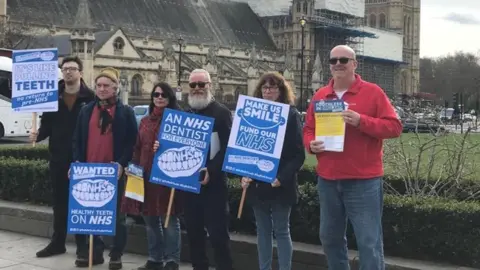 Andrew Sinclair/BBC Campaigners at Westminster