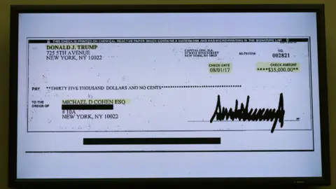 Getty Images A copy of a cheque paid to Cohen