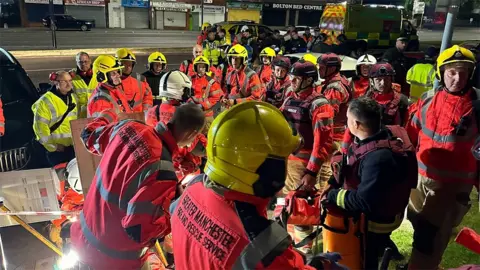 GMCA Greater Manchester Fire and Rescue officers in training exercise