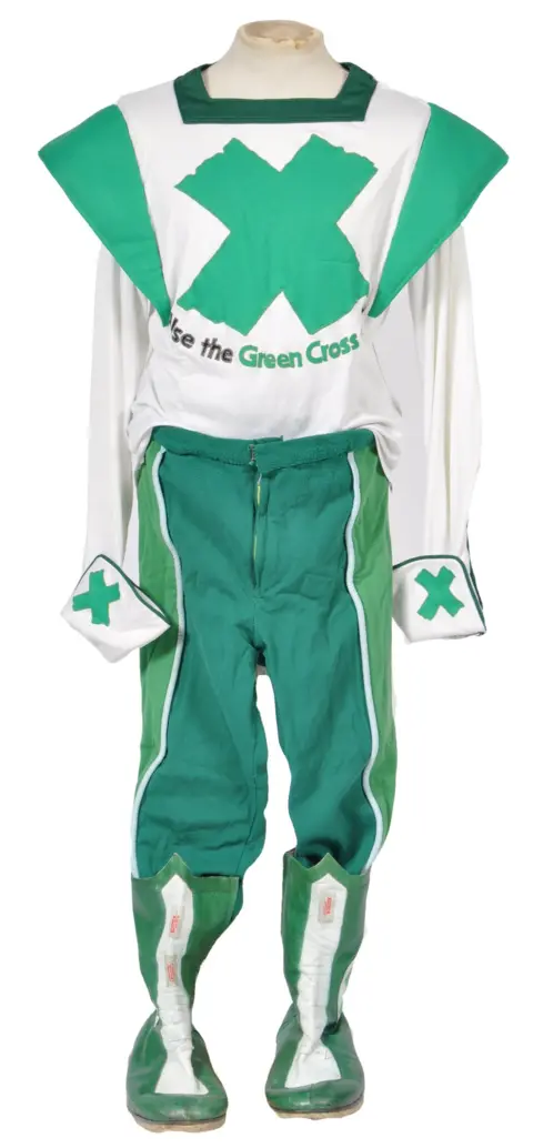 East Bristol Auctions The Green Cross Code Man suit Prowse wore in the 1970s