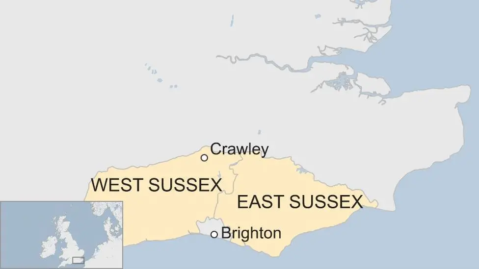 Map of East and West Sussex