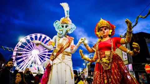 Beth Walsh Diwali light switch on in Leicester 2019