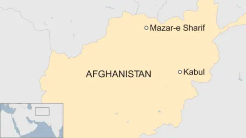 BBC A BBC map showing the city of Mazar-e Sharif in northern Afghanistan