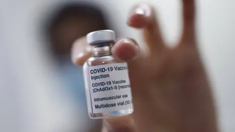 A vial of the Oxford/AstraZeneca coronavirus vaccine.