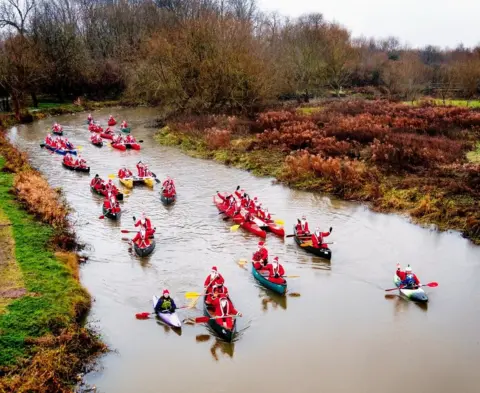 Leicester Outdoor Pursuits Centre Santa paddle at Leicester Outdoor Pursuits Centre