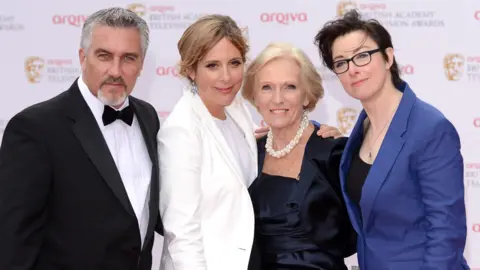 Getty Images Paul Hollywood, Mel Giedroyc, Mary Berry and Sue Perkins at the 2013 Bafta TV Awards