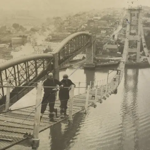 Getty Images Construction of the Tamar Bridge