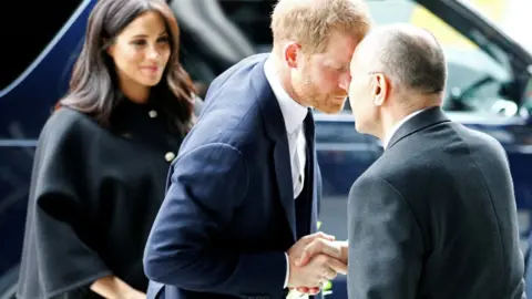 Reuters The Duke and the Duchess of Sussex arrive at the New Zealand High Commission in London