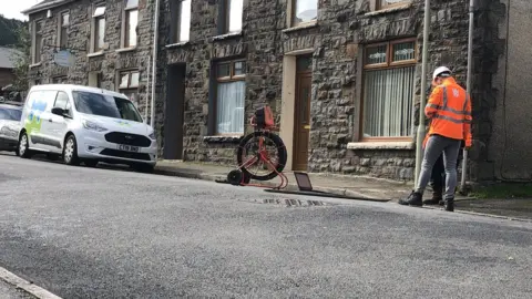 BBC Flood worker in Treorchy