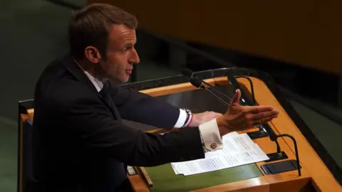 AFP France's President, Emmanuel Macron, at the UN, 25 September