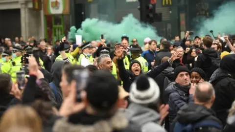 PA Media Thousands of people have attended Saturday's demonstrations in London