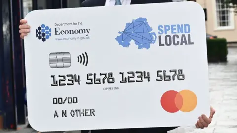 DfE A giant version of the Spend Local card