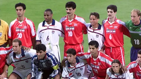 Getty Images Iranian and US players in 1998