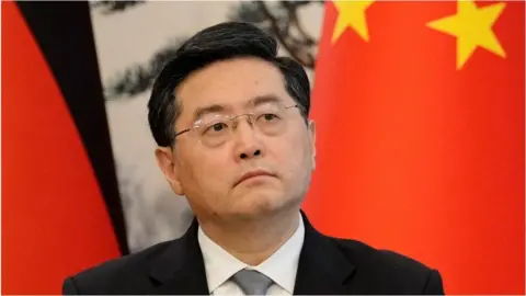 Reuters Chinese Foreign Minister Qin Gang attends a joint press conference with German Foreign Minister Annalena Baerbock (not pictured) at the Diaoyutai State Guesthouse in Beijing, China, April 14, 2023