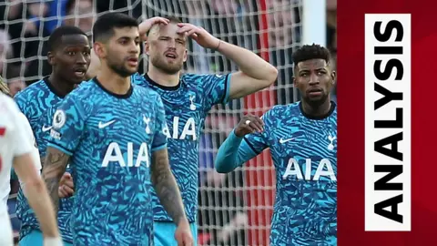 Tottenham's Cristian Romero and Eric Dier look dejected after conceding a goal to Southampton