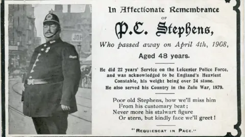 BBC Memorial postcard for PC Stephens