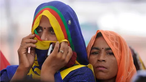 Getty Images Women at an anti-alcohol rally in northern India