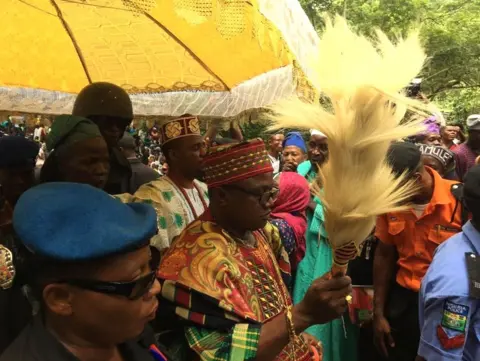 Adedayo Okedare/BBC Ataoja, king of Osogbo town of Osun State where the festival is hosted