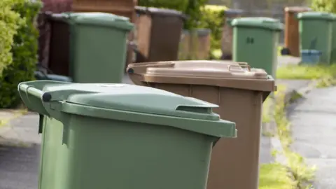 Getty Images Green and brown waste bins