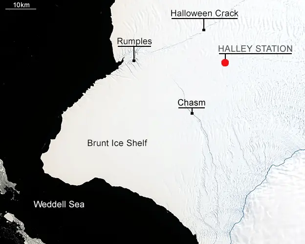 LANDSAT/USGS/NASA Map of Brunt Ice Shelf