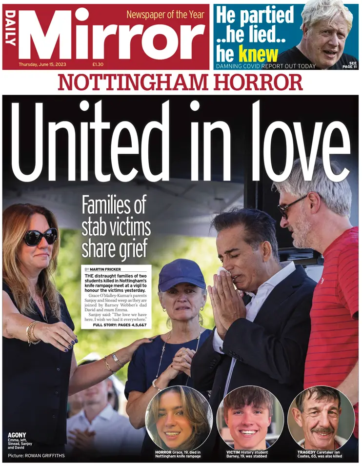 The front page of the Mirror