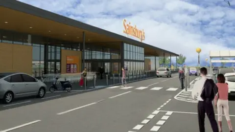 BBC Artist's impression of the new Sainsbury's