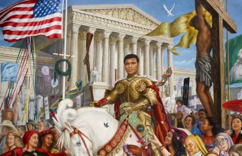 Michael browne Muhammad Ali depicted on a horse