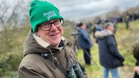 Stuart Woodward/BBC Bird watcher Steve Grimwade