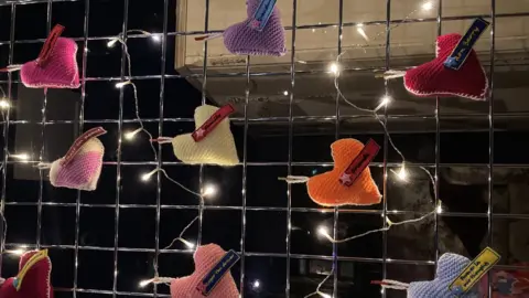 Filwood Fantastic Hearts mounted outside Filwood Community Centre