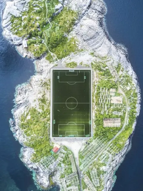 Misha De-Stroyev / National Geographic This football field in Henningsvaer in the Lofoten Islands
