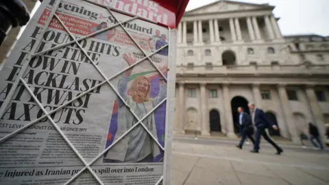 PA Media Newspaper headline about the fall in the pound