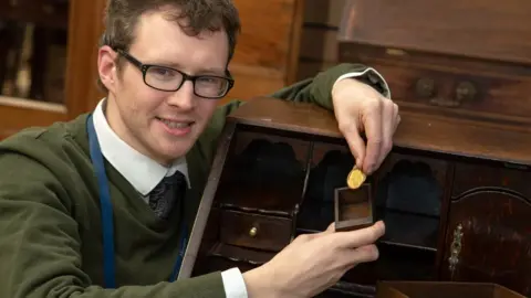Hansons Auctioneers Furniture valuer Edward Rycroft found the coin in a 20th Century George II-style drawer
