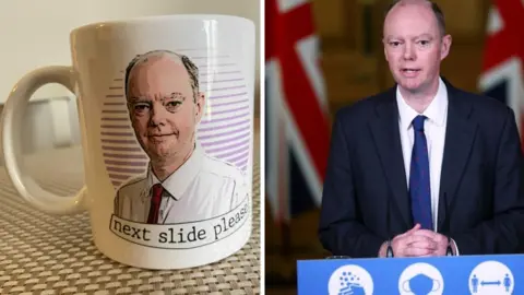 BBC and Getty Images Chris Whitty in mug form and in real life