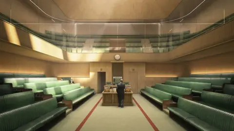 Allford Hall Monaghan Morris/PA Artist's impression issued by UK Parliament of the temporary House of Commons Chamber