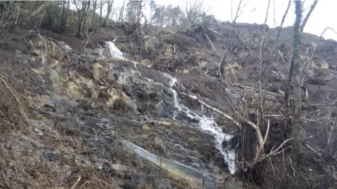 Conwy County Borough Council The landslide which led to nine homes being evacuated in Crafnant