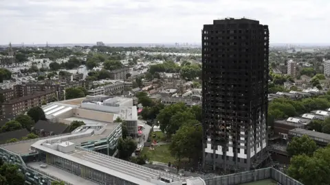 Getty Images The Grenfell Tower block after the fire