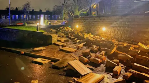 Tameside Correspondent Wall damage in Millbrook