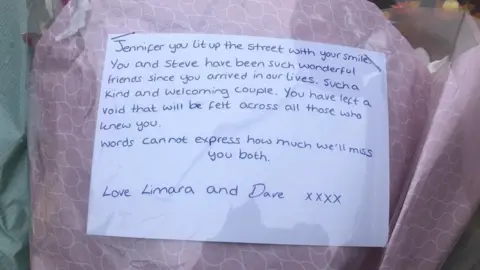 Floral tributes at murder scene