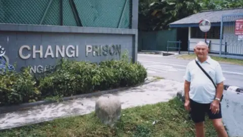 Bill Ripper Lyle Hutley aged about 80 at Changi Prison, Singapore