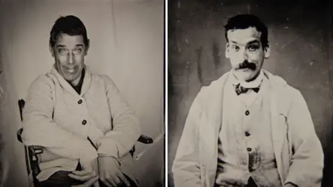 Emma Brown Two black and white photos of men with short black hair