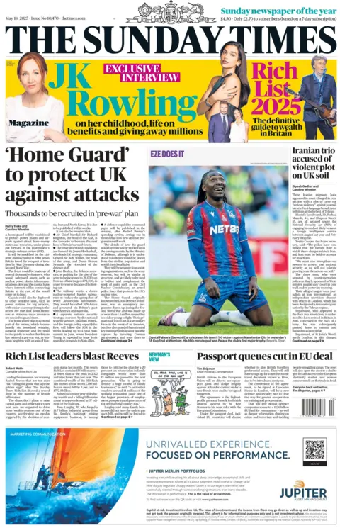 The front page of the Sunday Times which reads 