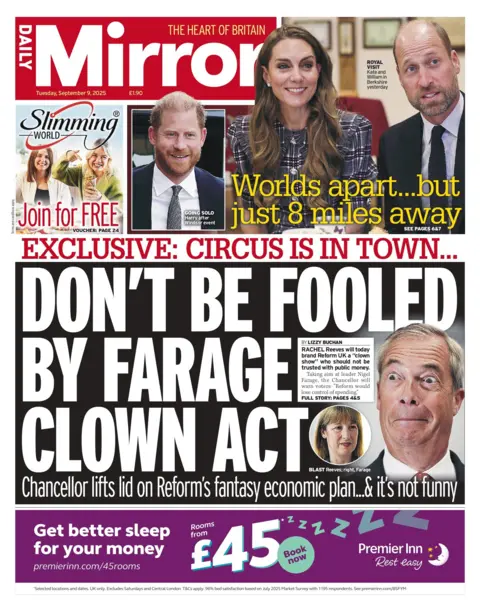  "Don't be fooled by Farage clown act". 